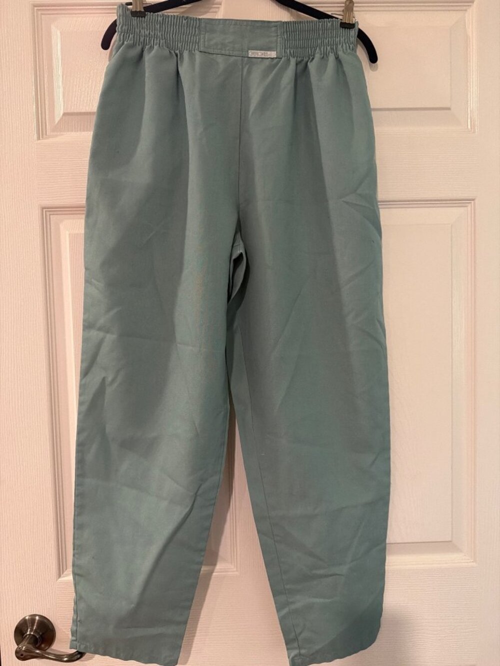 Cherokee Womens Teal Scrub Pants Elastic Waist Medium Polyester Cotton Blend